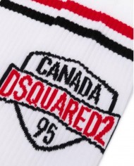 calzini white uomo con tallone, stripes e logo in contrasto | DSQUARED