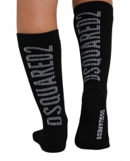 calzini neri da uomo con logo stampato in verticale | DSQUARED2