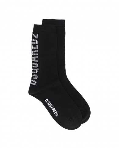 calzini neri da uomo con logo stampato in verticale | DSQUARED2 calzini neri da uomo con logo stampato in verticale | DSQUARED2