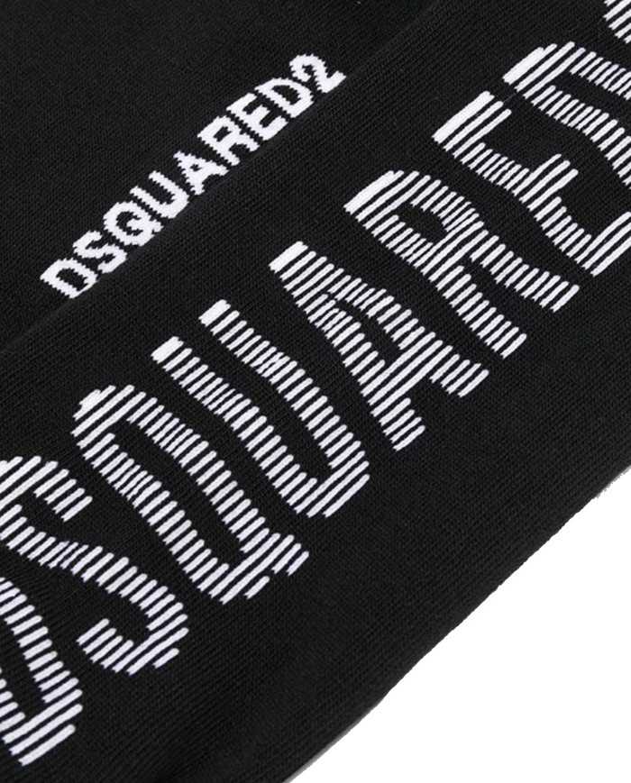 calzini neri da uomo con logo stampato in verticale | DSQUARED2