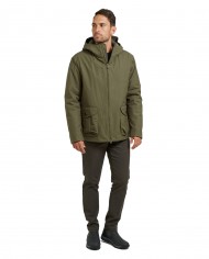parka cerato verde da uomo impermeabile con cappuccio | HOMEWARD