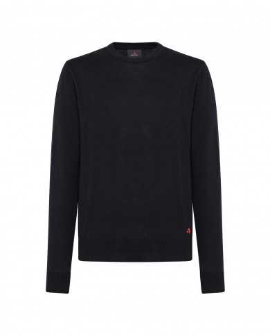 maglia blu grafite da uomo con logo ricamato in basso | PEUTEREY