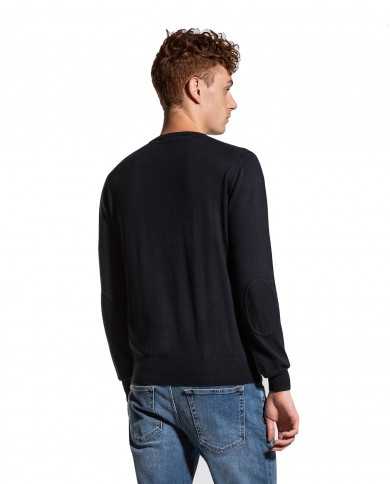 maglia blu grafite da uomo con logo ricamato in basso | PEUTEREY