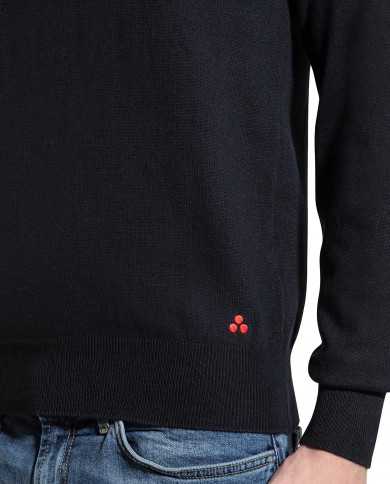 maglia blu grafite da uomo con logo ricamato in basso | PEUTEREY