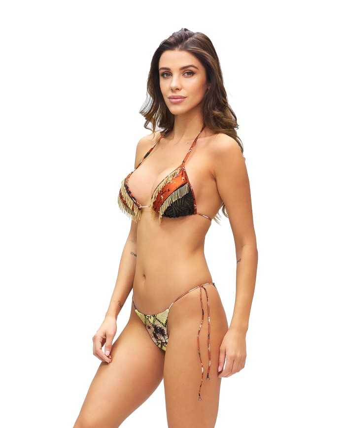 bikini e slip brasiliano da donna con fantasia e paillettes | FK bikini e slip brasiliano da donna con fantasia e paillettes | FK