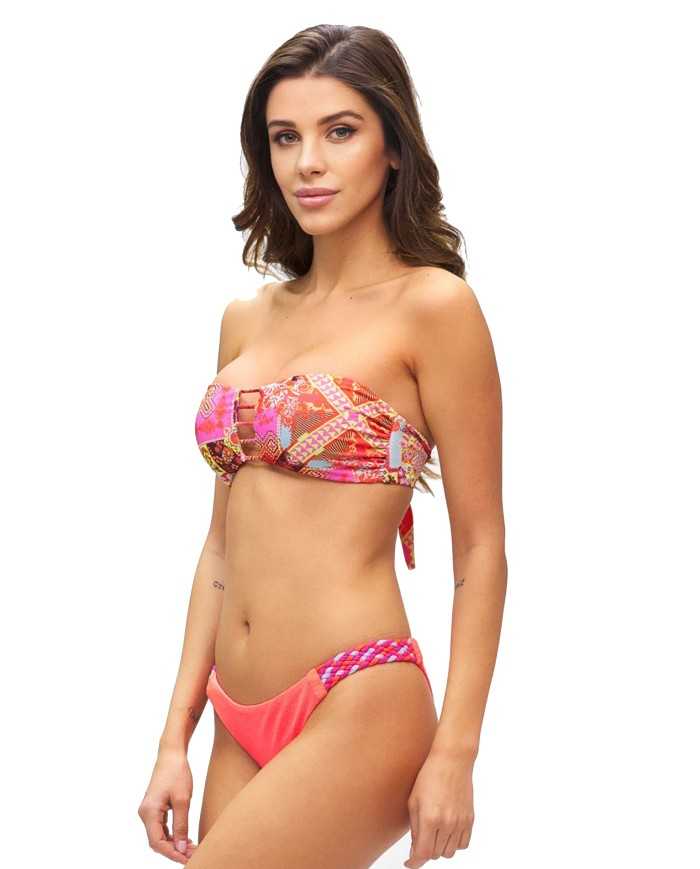 bikini a fascia e slip brasiliano da donna con fantasia lurex | FK bikini a fascia e slip brasiliano da donna con fantasia lurex | FK