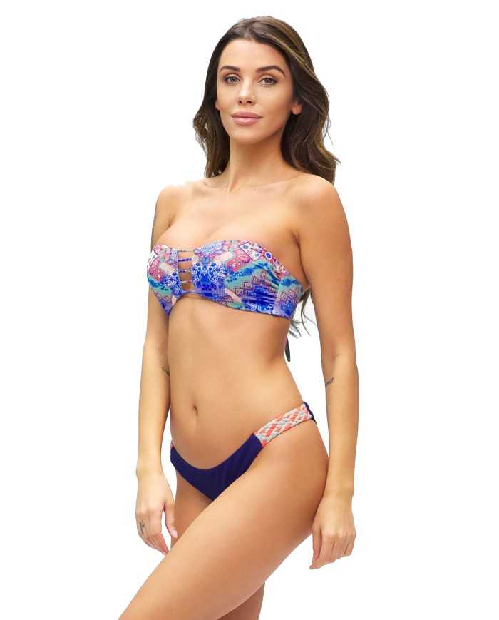 bikini a fascia e slip brasiliano da donna con fantasia lurex | FK bikini a fascia e slip brasiliano da donna con fantasia lurex | FK