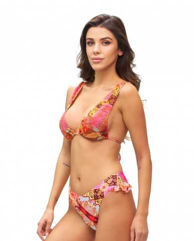 bikini mare con slip brasiliano da donna con fantasia lurex | FK bikini mare con slip brasiliano da donna con fantasia lurex | FK