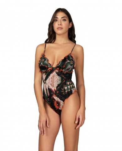 monokini mare da donna con dettagli frou frou e fantasia | FK