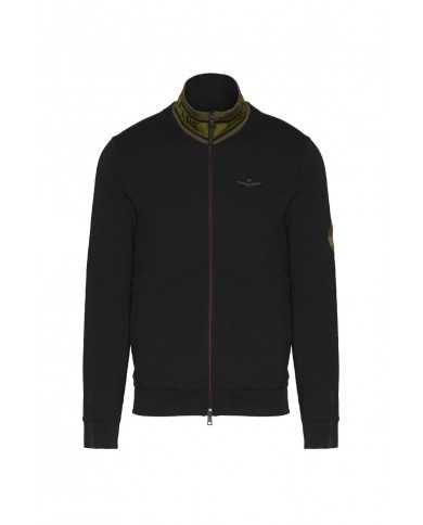 felpa jet black da uomo con patch sul braccio | AERONAUTICA MILITARE