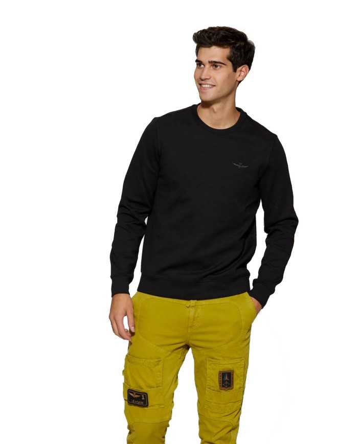 felpa jet black da uomo con ricamo aquila | AERONAUTICA MILITARE felpa jet black da uomo con ricamo aquila | AERONAUTICA MILITARE
