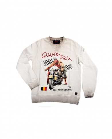 felpa off white da uomo con stampa gran prix davanti | BOB felpa off white da uomo con stampa gran prix davanti | BOB