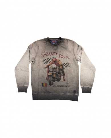 felpa piombo da uomo con stampa gran prix davanti | BOB felpa piombo da uomo con stampa gran prix davanti | BOB