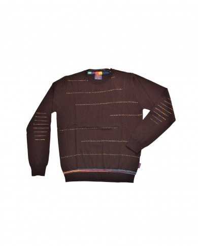 maglione cacao da uomo con dettagli ricamati sul capo | BOB maglione cacao da uomo con dettagli ricamati sul capo | BOB