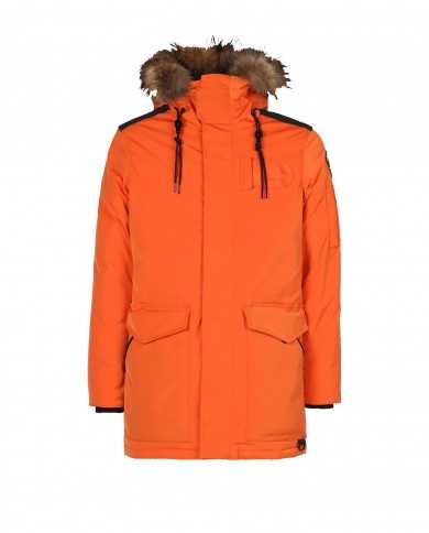 parka arancio da uomo impermeabile con pelliccia | MUSEUM