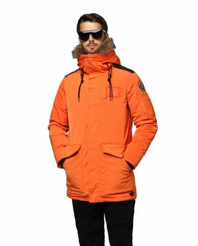 parka arancio da uomo impermeabile con pelliccia | MUSEUM