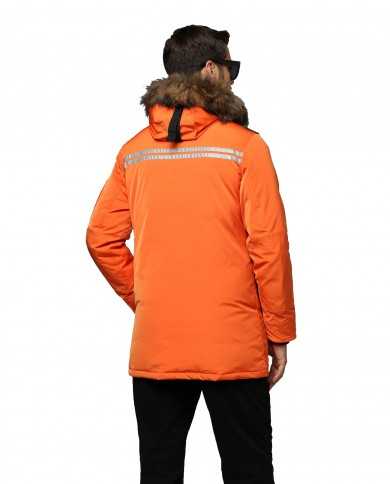 parka arancio da uomo impermeabile con pelliccia | MUSEUM