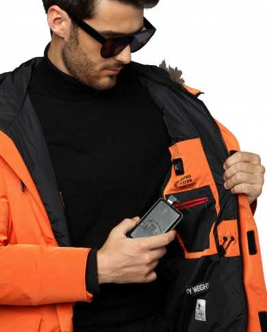 parka arancio da uomo impermeabile con pelliccia | MUSEUM