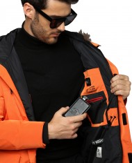 parka arancio da uomo impermeabile con pelliccia | MUSEUM
