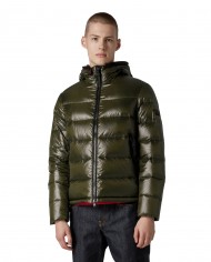 piumino verde fogliame da uomo con logo patch | PEUTEREY piumino verde fogliame da uomo con logo patch | PEUTEREY