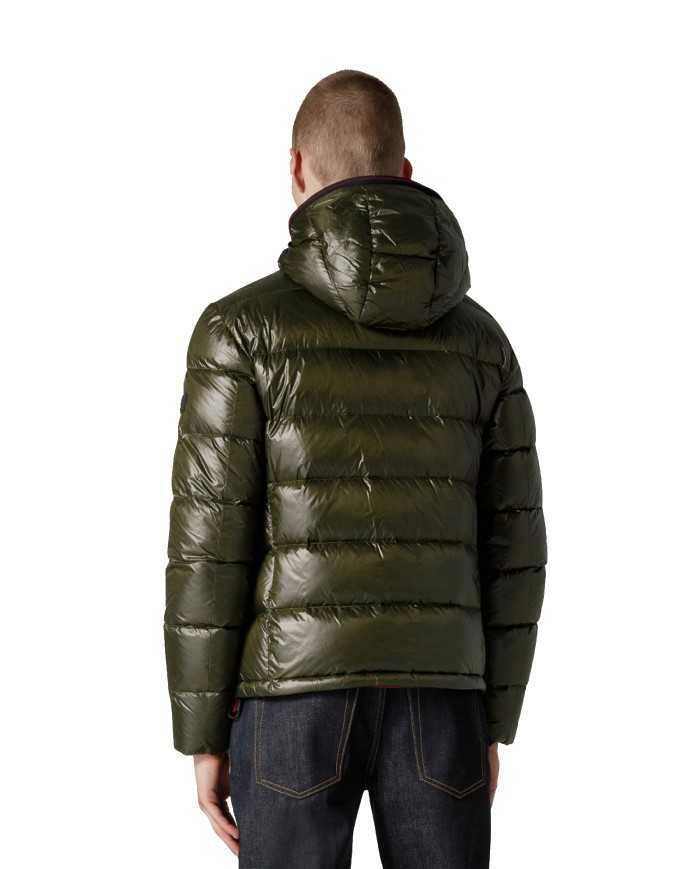 piumino verde fogliame da uomo con logo patch | PEUTEREY piumino verde fogliame da uomo con logo patch | PEUTEREY