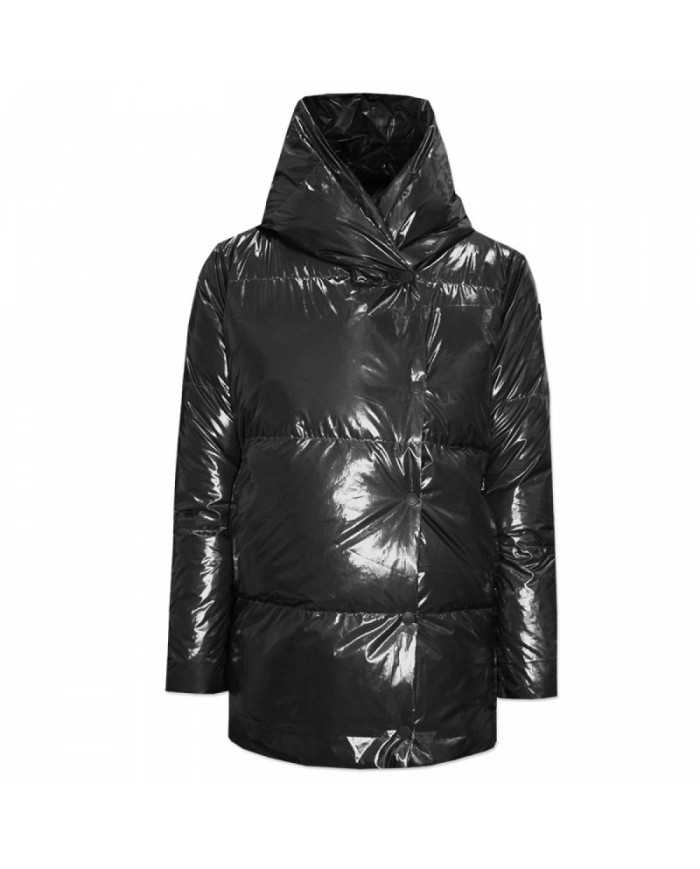 HOMEWARD Piumino Donna A-TI Giacca Oversize Collo largo Nero Lucido... HOMEWARD Piumino Donna A-TI Giacca Oversize Collo largo Nero Lucido...