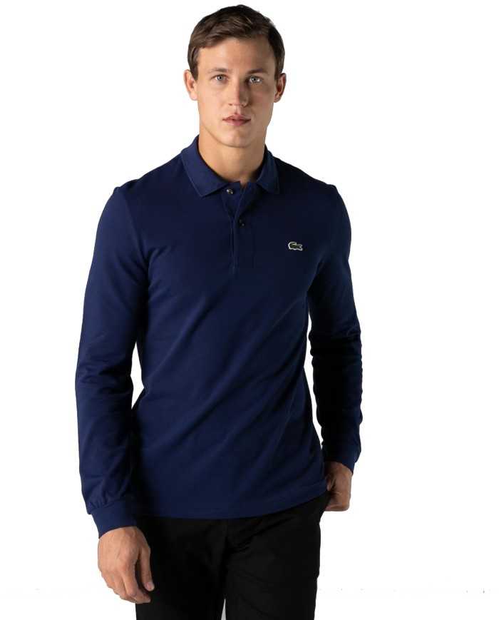 polo azzurro da uomo con coccodrillo ricamato sul petto | LACOSTE