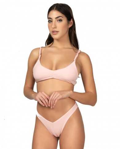 bikini con top e slip americano fisso rosa da donna | ME FUI