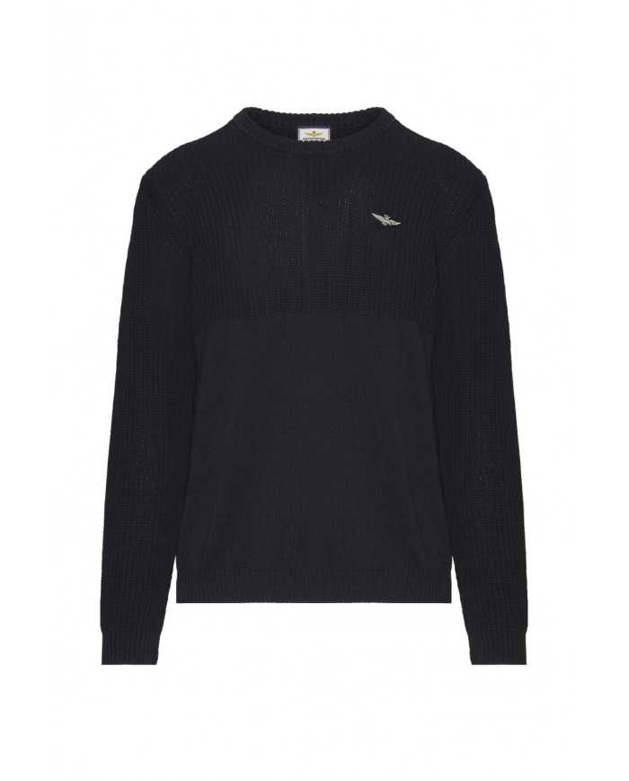 maglia blue black da uomo a due tessuti | AERONAUTICA MILITARE maglia blue black da uomo a due tessuti | AERONAUTICA MILITARE