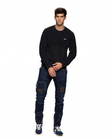 maglia blue black da uomo a due tessuti | AERONAUTICA MILITARE