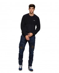 maglia blue black da uomo a due tessuti | AERONAUTICA MILITARE