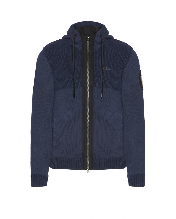 maglione blu navy da uomo con aquila ricamata AERONAUTICA MILITARE
