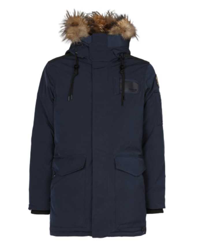 parka nero da uomo con pelliccia e logo sul petto | MUSEUM parka nero da uomo con pelliccia e logo sul petto | MUSEUM