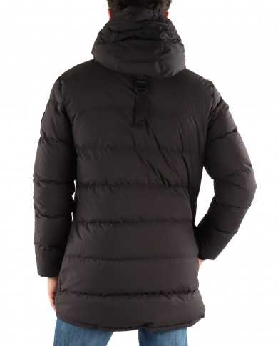 giaccone nero da uomo imbottito in vera piuma e logato | MUSEUM