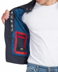 giacca impermeabile deep blue con colletto alto e bottoni | MUSEUM