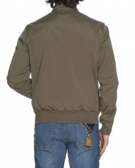 giacca impermeabile stone grey con colletto alto e bottoni | MUSEUM