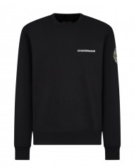 felpa nera da uomo con scritta e logo camouflage | SAVE THE DUCK