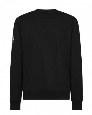 felpa nera da uomo con scritta e logo camouflage | SAVE THE DUCK