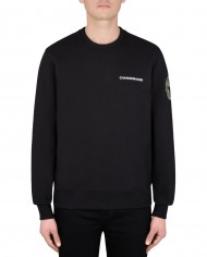 felpa nera da uomo con scritta e logo camouflage | SAVE THE DUCK