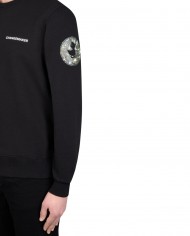 felpa nera da uomo con scritta e logo camouflage | SAVE THE DUCK