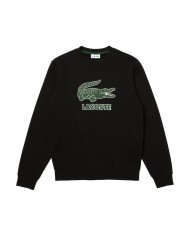 felpa nero da uomo con maxi logo centrale | LACOSTE