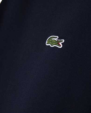 felpa blue navy da uomo con stampa logo all-over sul braccio | LACOSTE