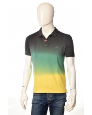 polo verde e giallo sfumato uomo con logo ricamato sul petto | BOB polo verde e giallo sfumato uomo con logo ricamato sul petto | BOB