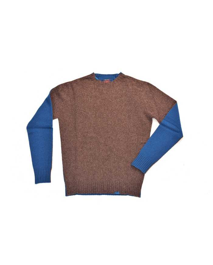 maglione ricamato da uomo con fronte marrone e retro petrolio | BOB maglione ricamato da uomo con fronte marrone e retro petrolio | BOB