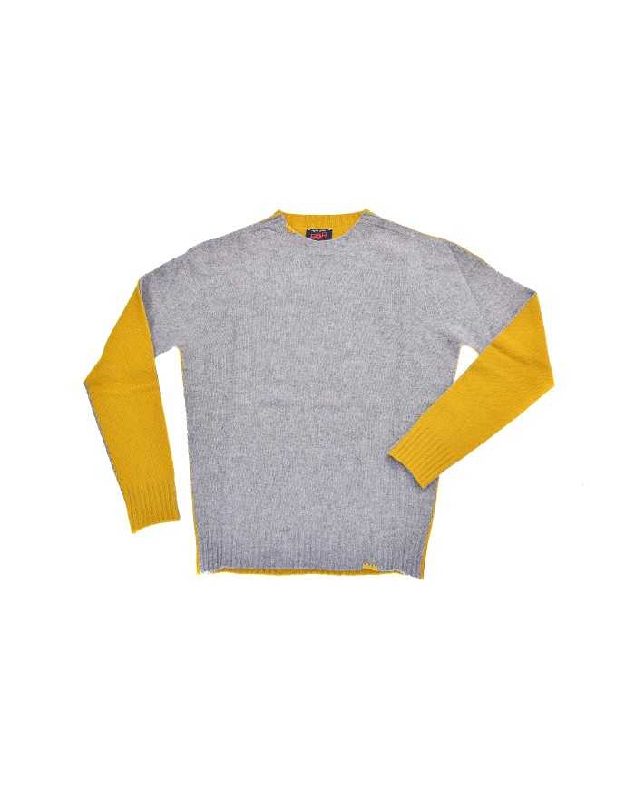 maglione ricamato da uomo con fronte fumo e retro senape | BOB maglione ricamato da uomo con fronte fumo e retro senape | BOB