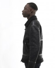 cappotto nero da uomo con interno in pile ed effetto usurato | BOB