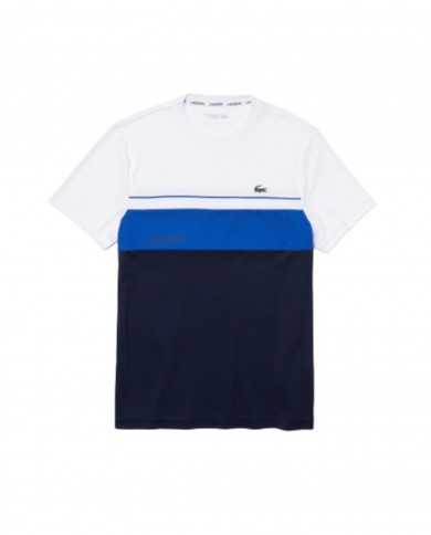 t-shirt bianca e blu da uomo con logo ricamo e scritta | LACOSTE t-shirt bianca e blu da uomo con logo ricamo e scritta | LACOSTE