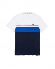 t-shirt bianca e blu da uomo con logo ricamo e scritta | LACOSTE t-shirt bianca e blu da uomo con logo ricamo e scritta | LACOSTE