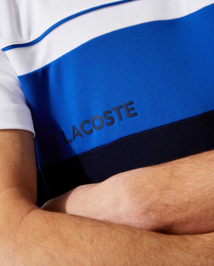 t-shirt bianca e blu da uomo con logo ricamo e scritta | LACOSTE t-shirt bianca e blu da uomo con logo ricamo e scritta | LACOSTE