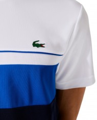 t-shirt bianca e blu da uomo con logo ricamo e scritta | LACOSTE t-shirt bianca e blu da uomo con logo ricamo e scritta | LACOSTE